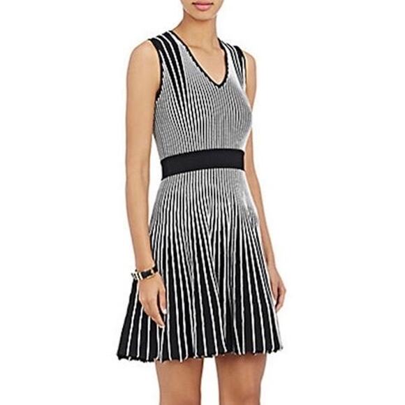 Opening Ceremony Black & White Rib-Knit Fit-and-Flare Dress - Picture 1 of 9